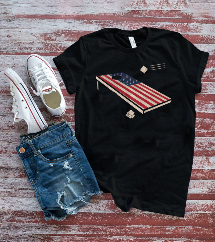 Cornhole American Flag Patriotic Board T-Shirt