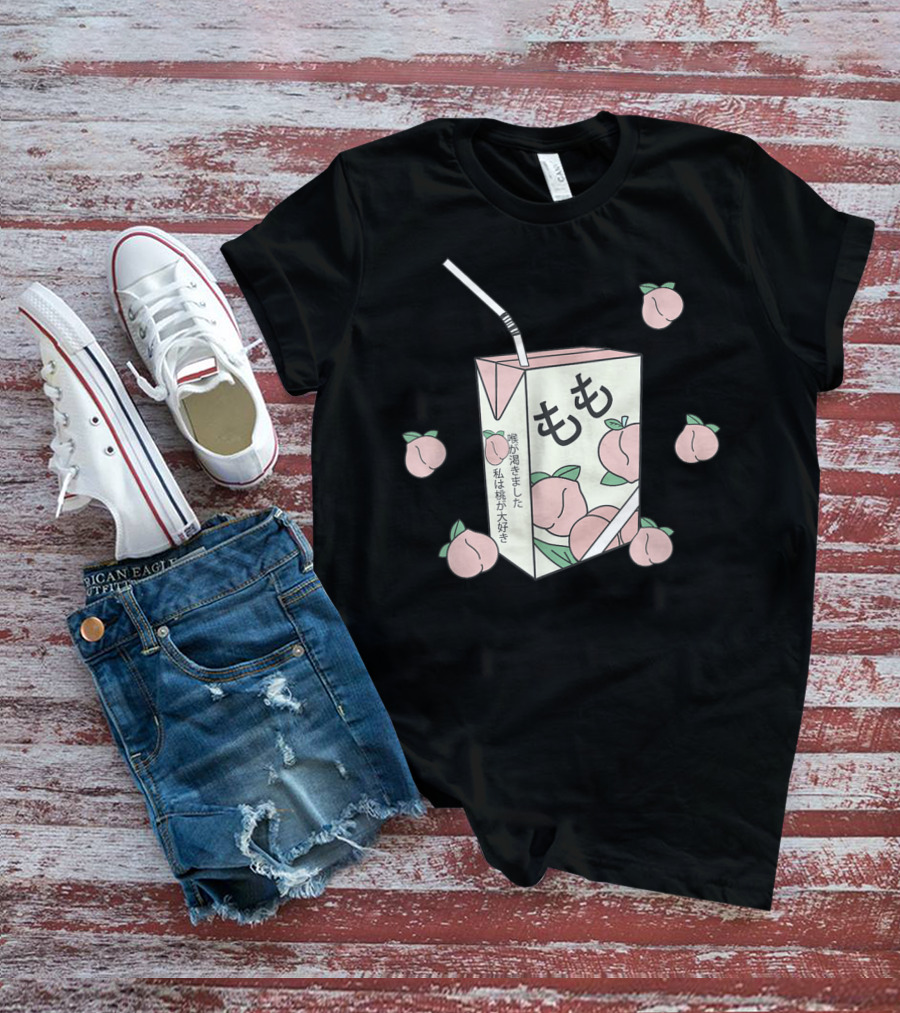 Japanese Momo Peach Juice Box Aesthetic Otaku Anime 90s T-Shirt