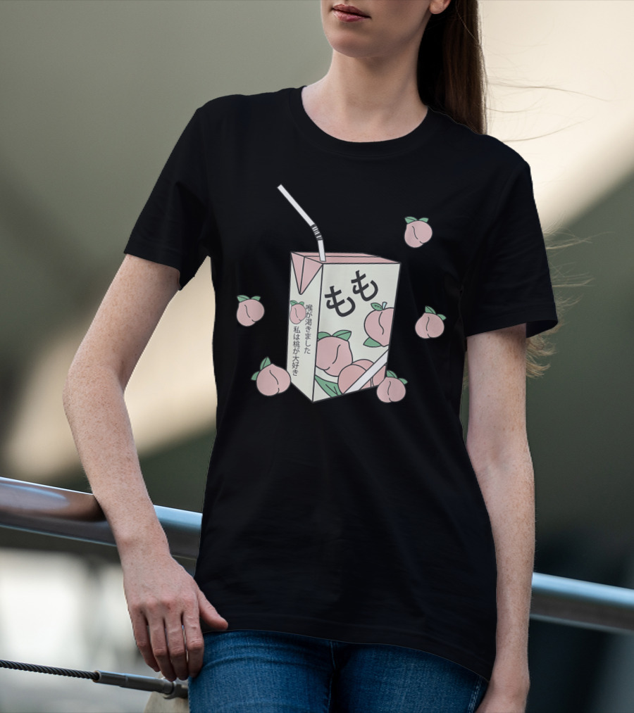 Japanese Momo Peach Juice Box Aesthetic Otaku Anime 90s T-Shirt