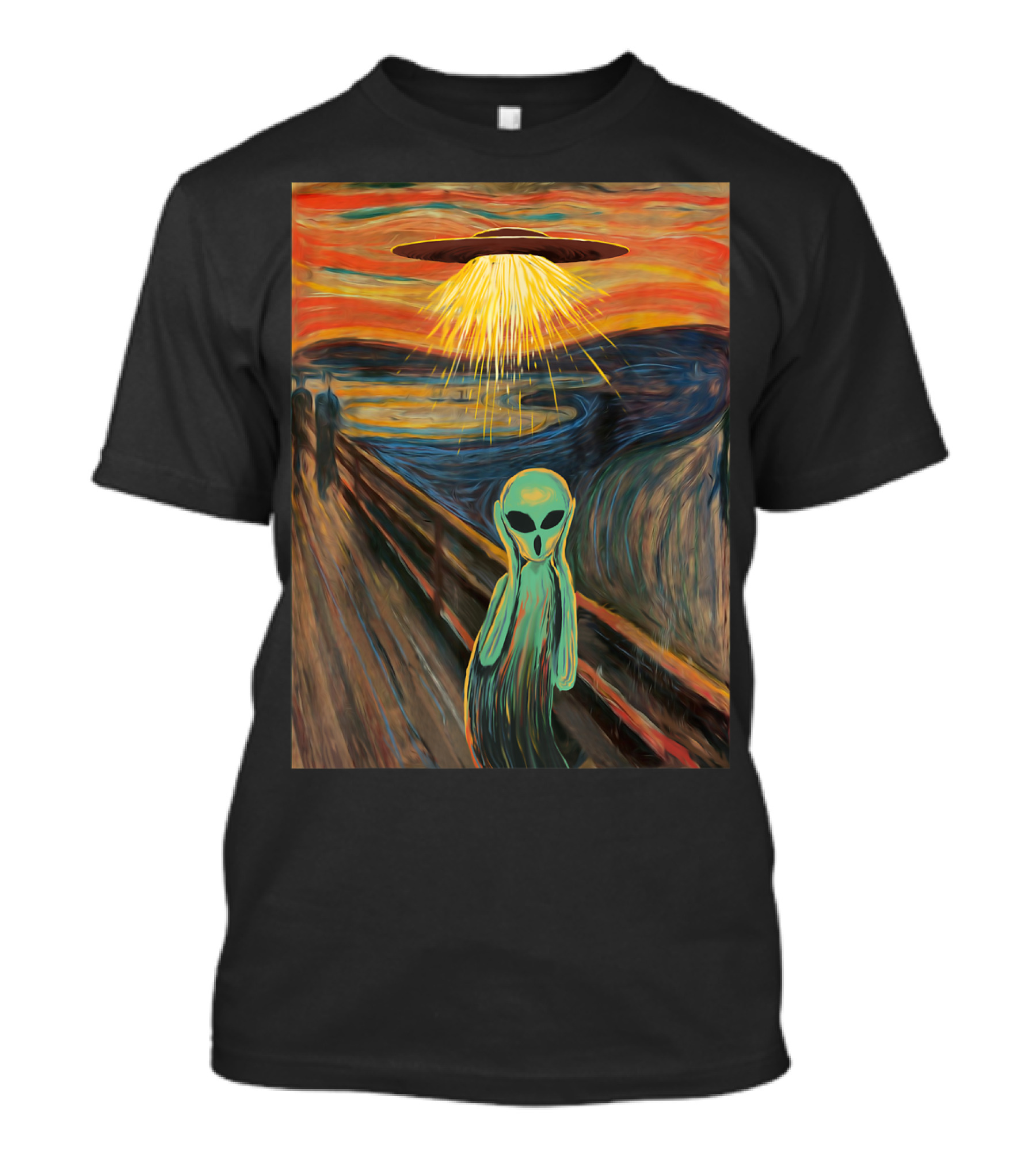 Alien Scream Munch UFO Painting T-Shirt