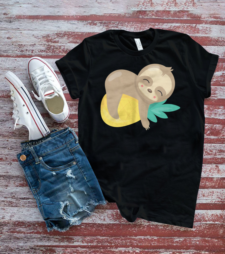 Baby Sloth Sleeping On Pineapple T-Shirt