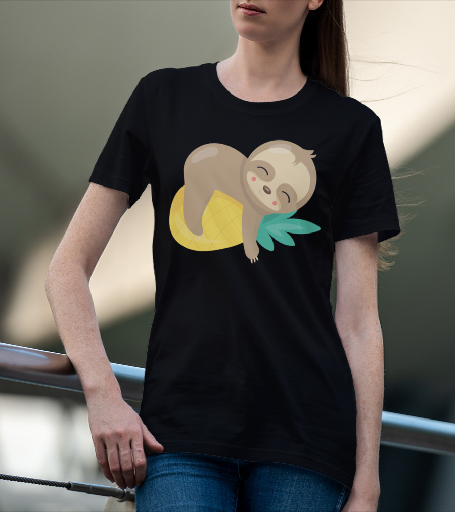 Baby Sloth Sleeping On Pineapple T-Shirt