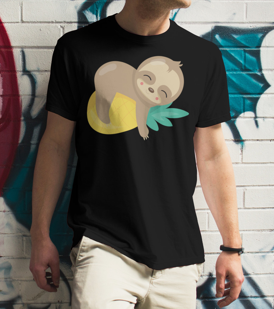 Baby Sloth Sleeping On Pineapple T-Shirt