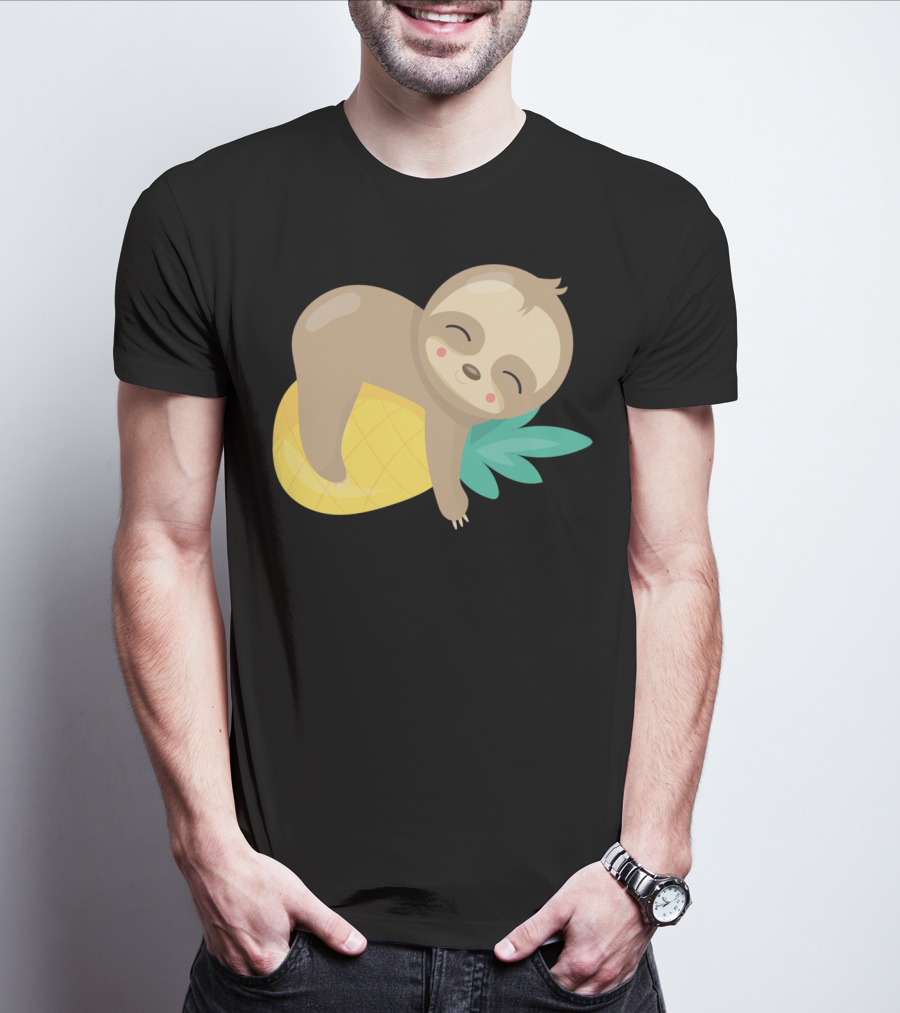 Baby Sloth Sleeping On Pineapple T-Shirt