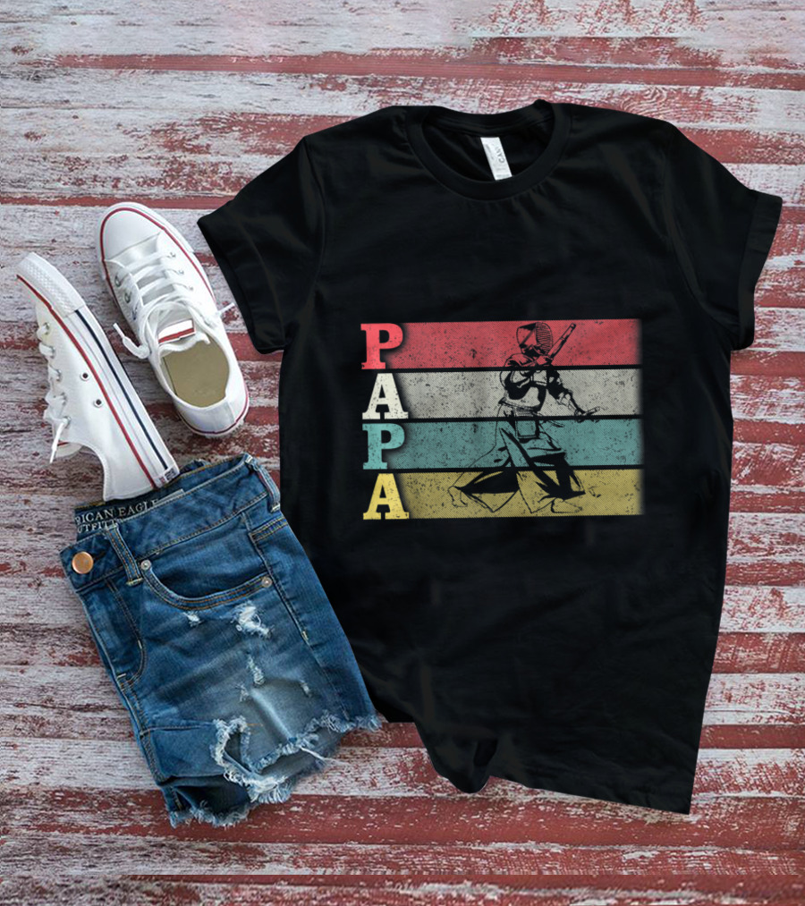 Papa Vintage Kendo Retro Dad Fathers Day T-Shirt