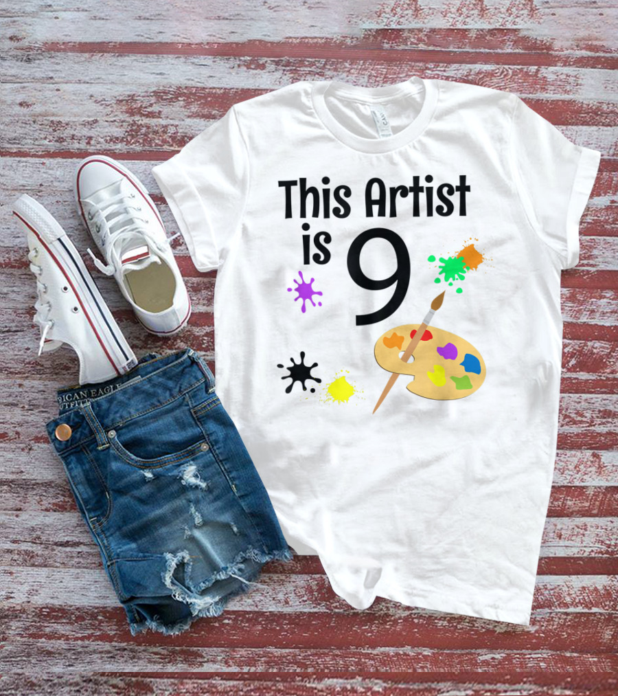 This Artist Is 9 Year Old Painting Birthday Party T-Shirt