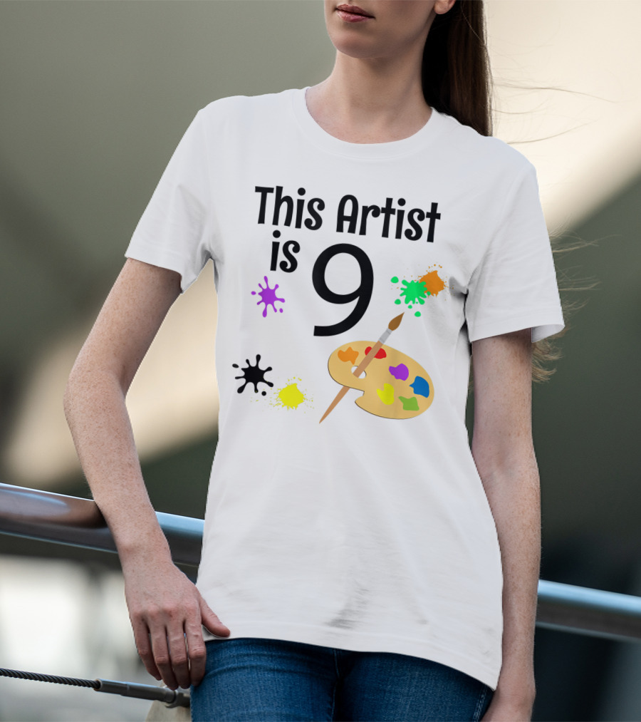 This Artist Is 9 Year Old Painting Birthday Party T-Shirt