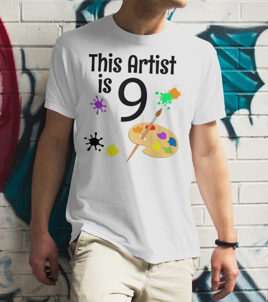 This Artist Is 9 Year Old Painting Birthday Party T-Shirt
