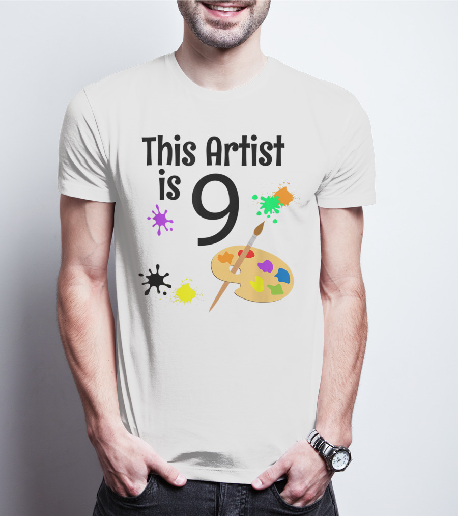 This Artist Is 9 Year Old Painting Birthday Party T-Shirt