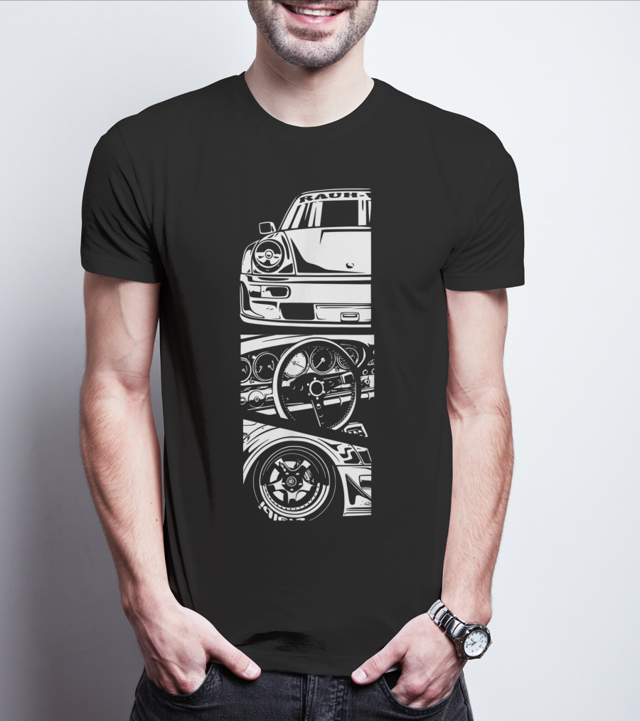 Rauh Welt Begriff German Classic Car Oldtimer Dashboard Wheel T-Shirt