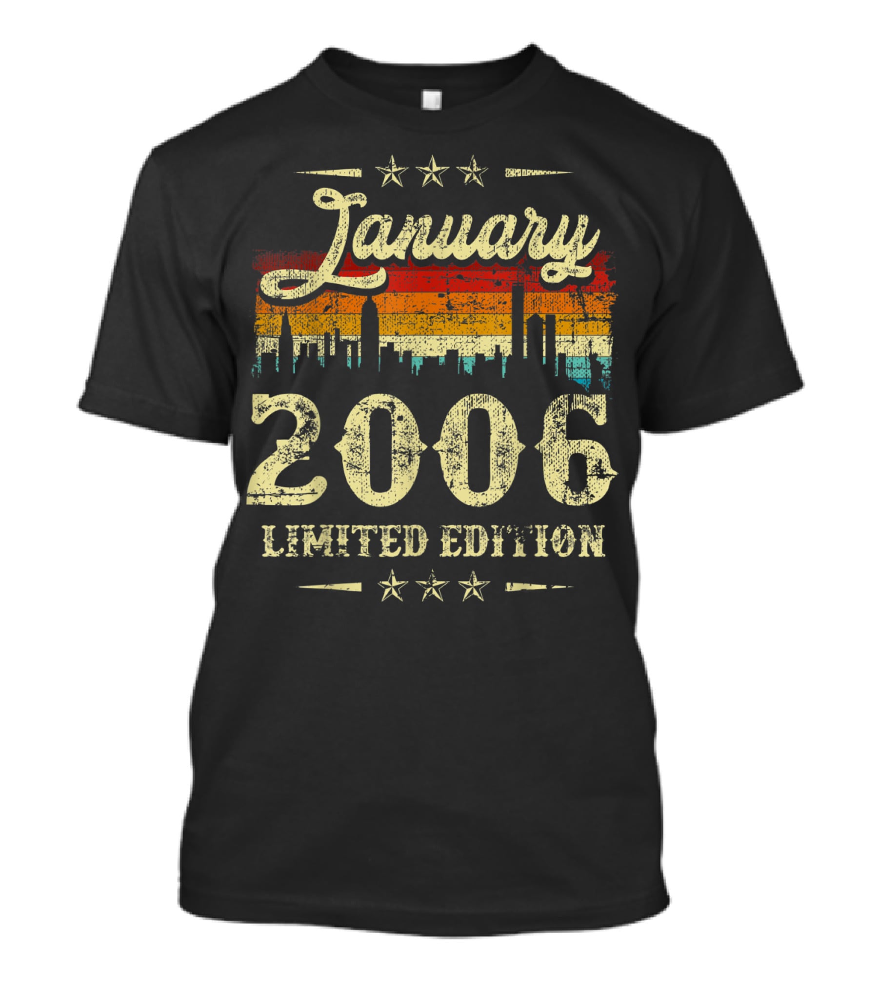 January 2006 Vintage Classic Stars Retro City Skyline T-Shirt