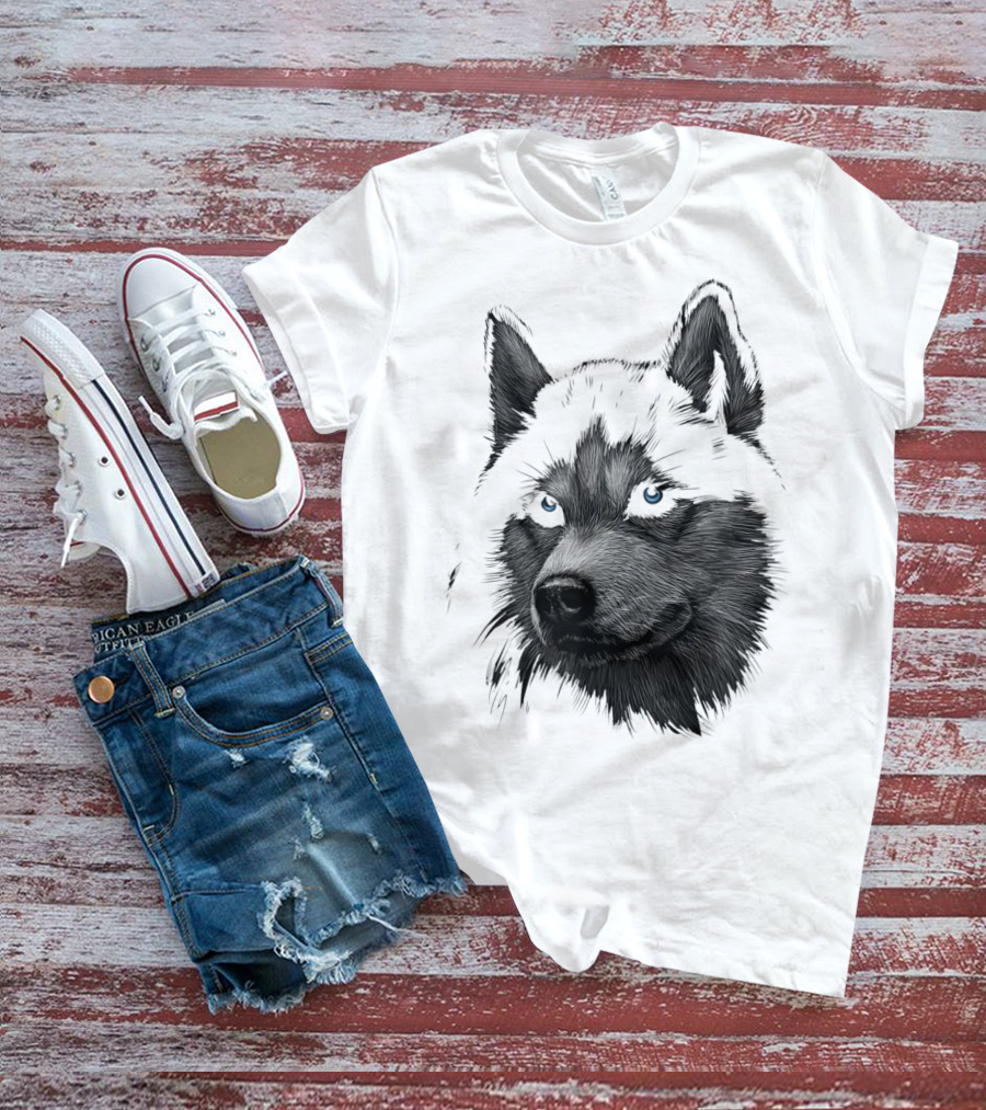 Classic Siberian Husky Lover Blue-Eyed Canine T-Shirt