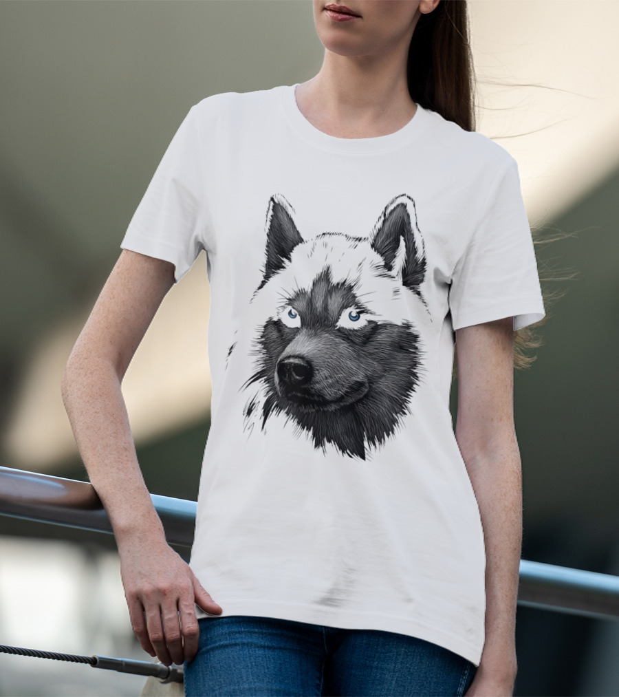 Classic Siberian Husky Lover Blue-Eyed Canine T-Shirt