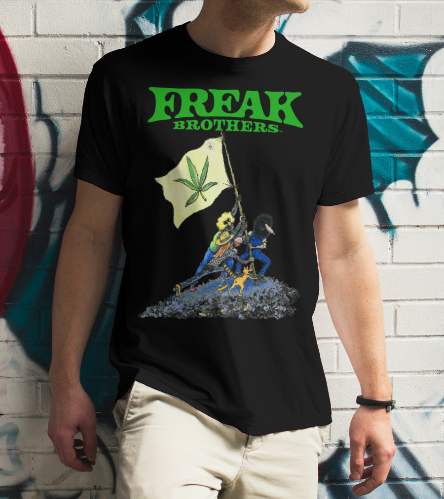 Freak Brothers Cannabis Flag Iconic Comic T-Shirt