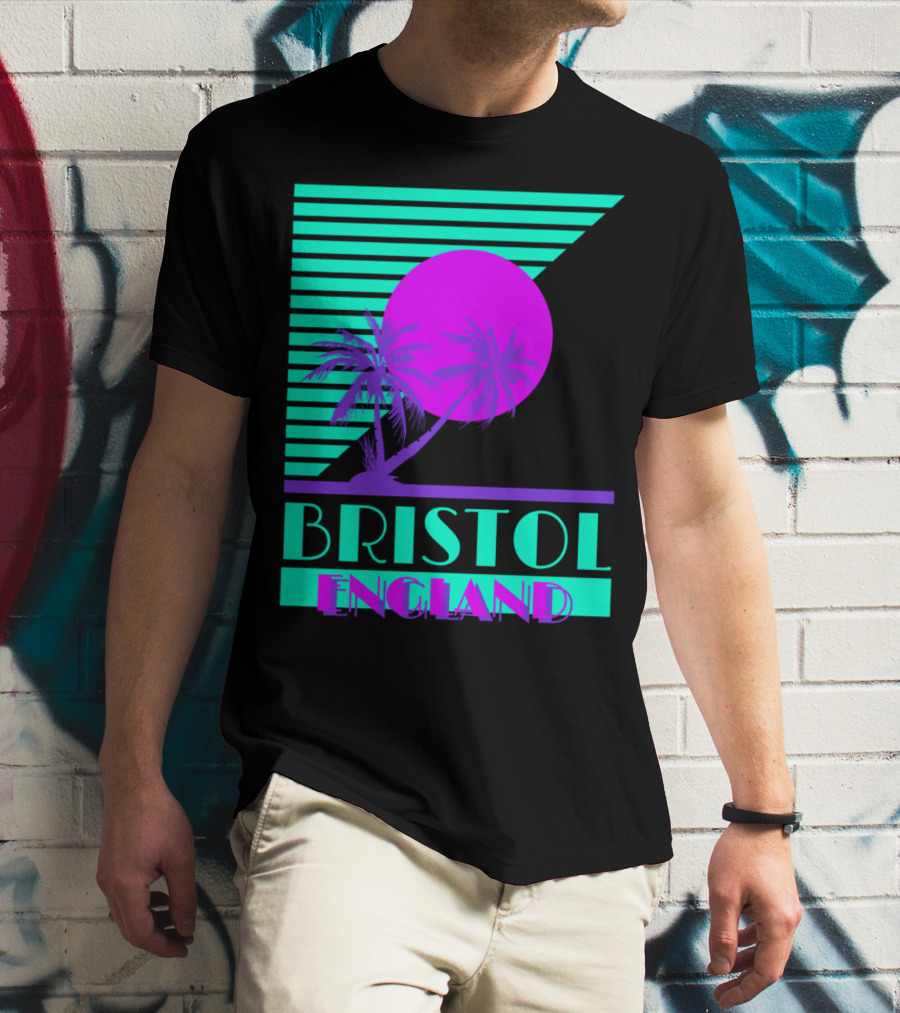 Bristol England Retro 80s Palm Tree T-Shirt