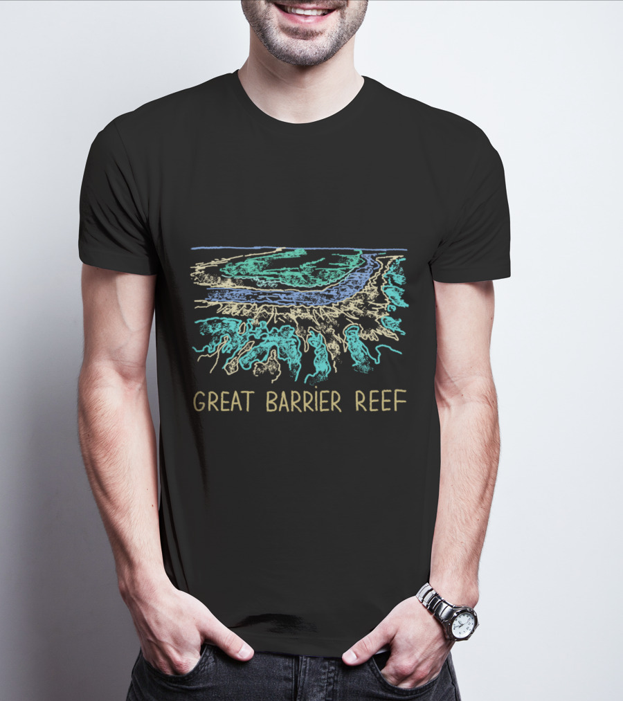 Great Barrier Reef Australia Vibrant Coral Reef Scenic Depiction T-Shirt