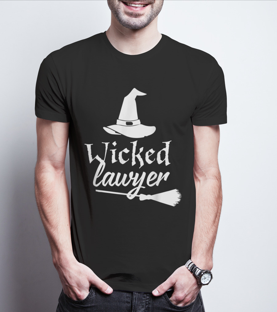 Wicked Lawyer Witch Hat Broomstick Halloween Lawyer T-Shirt