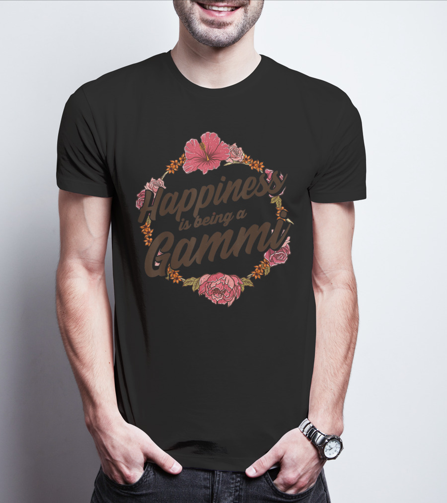 Happiness Is Being A Gammi Cute Floral Rose Hibiscus Blossom T-Shirt