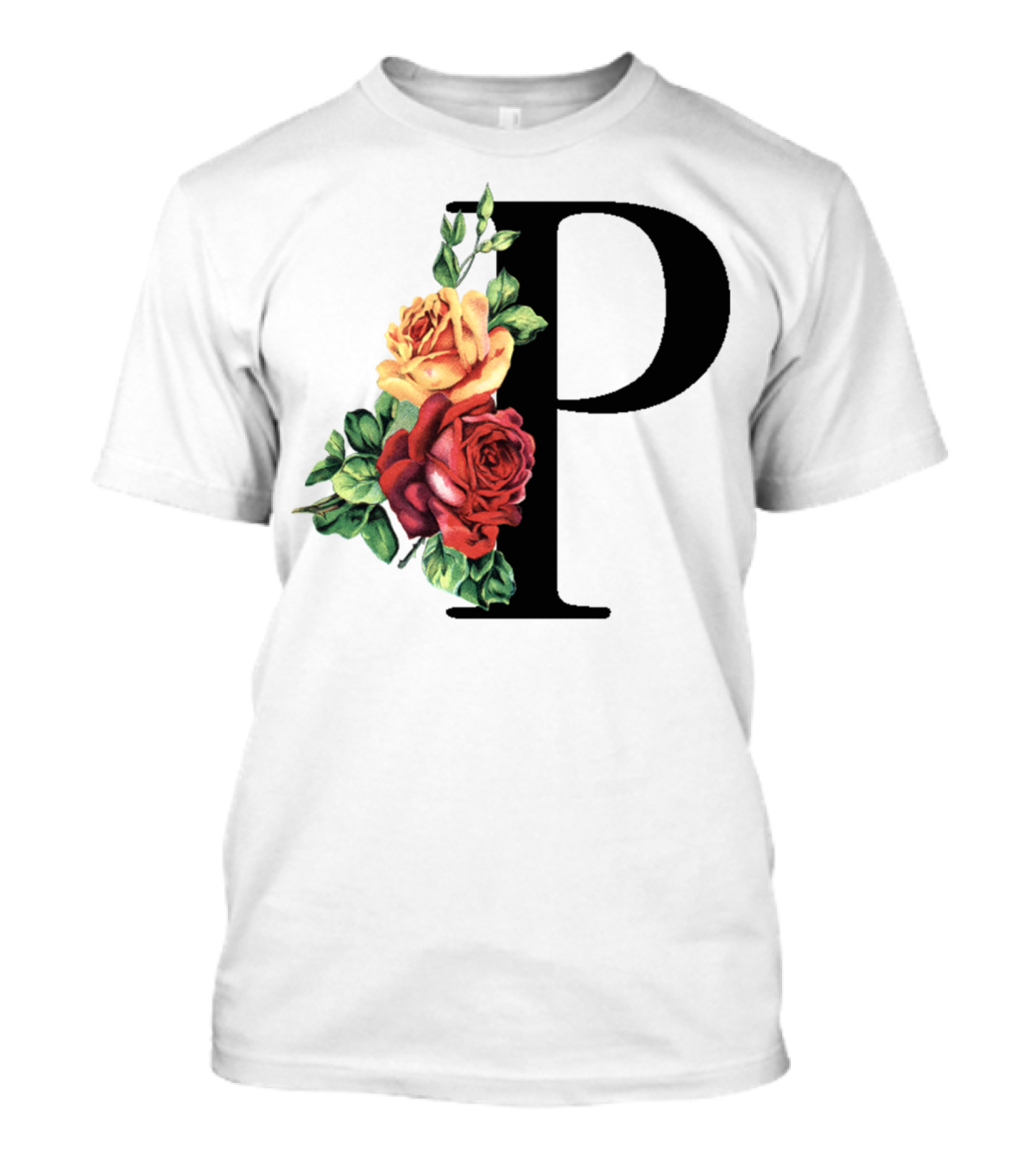 P Monogram Rose Floral Initial T-Shirt