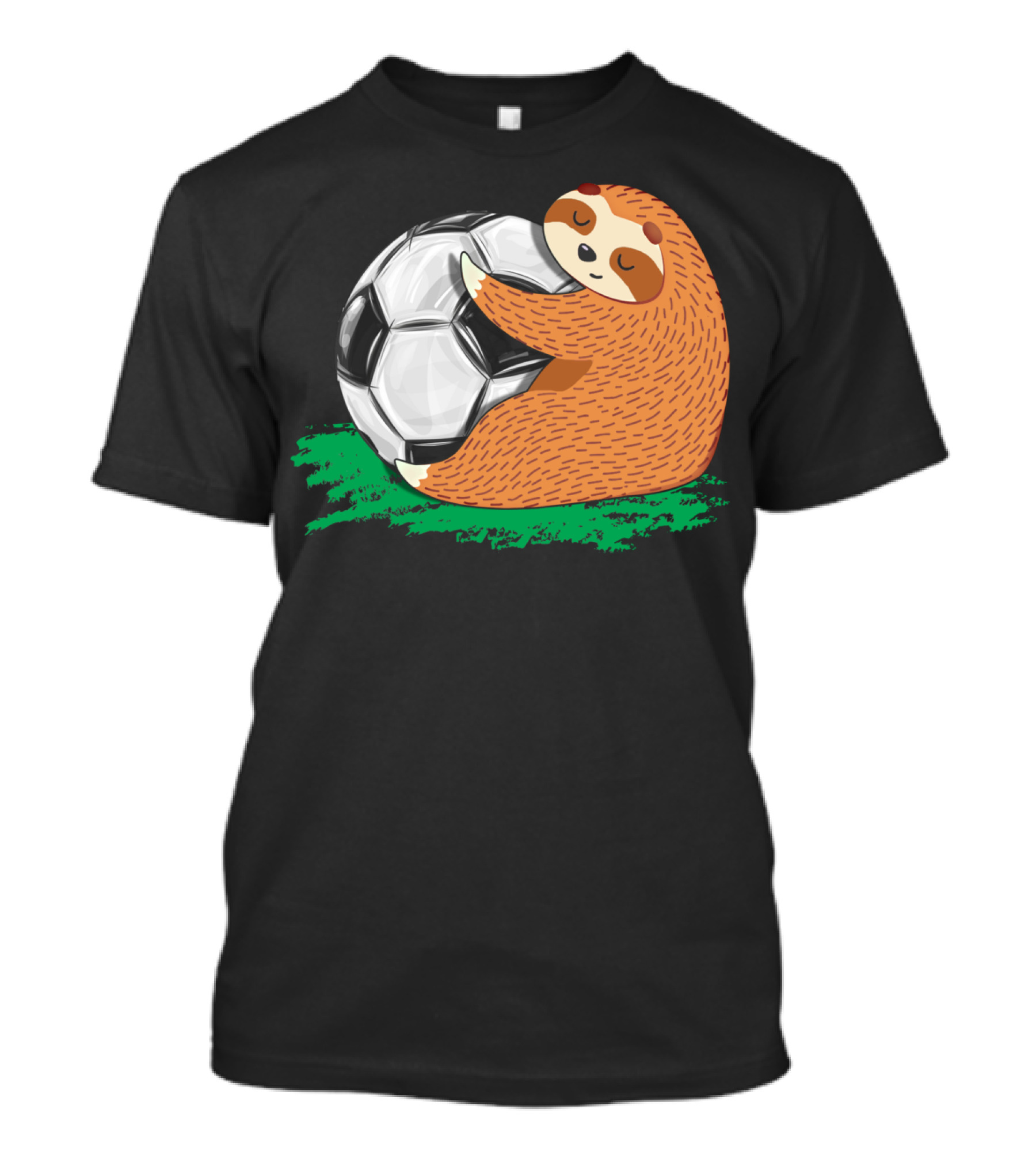 Lazy Sloth Soccer Lover Team Ball Sport Hugging Giant Soccer Ball T-Shirt