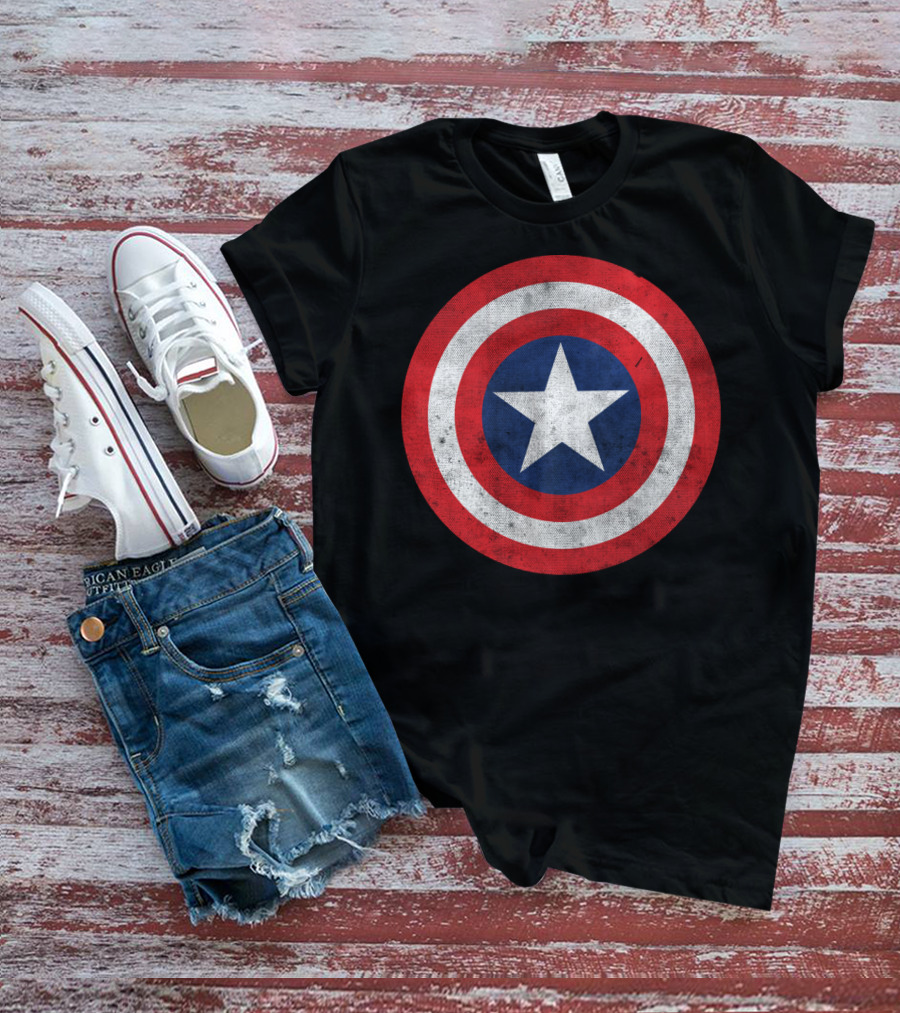 Marvel Captain America Classic Shield Iconic Symbol Red White Blue T-Shirt