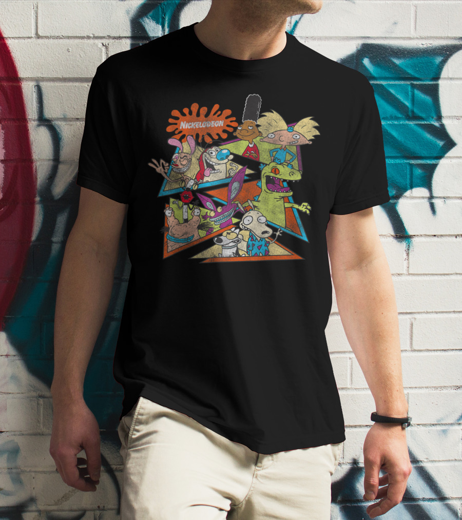 Nickelodeon Classic 90s Characters Hey Arnold Rugrats Ren Stimpy Rocko Gerald T-Shirt