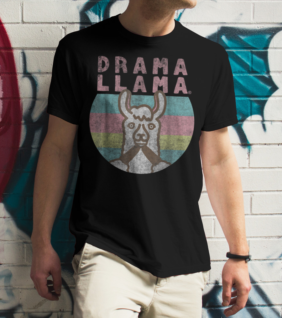 Drama Llama Classic Vintage Retro Striped Lama T-Shirt