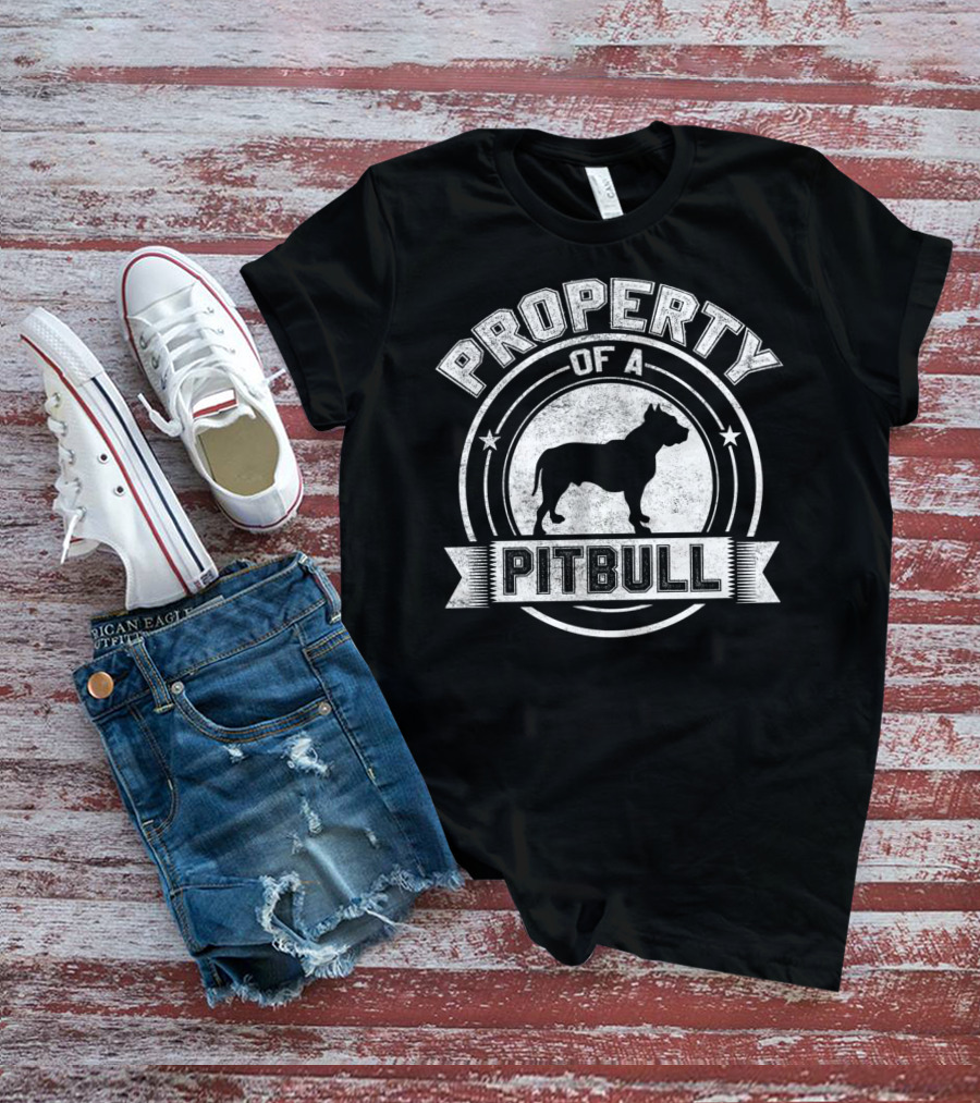 Property Of A Pitbull Bold Vintage Style Circular Emblem T-Shirt
