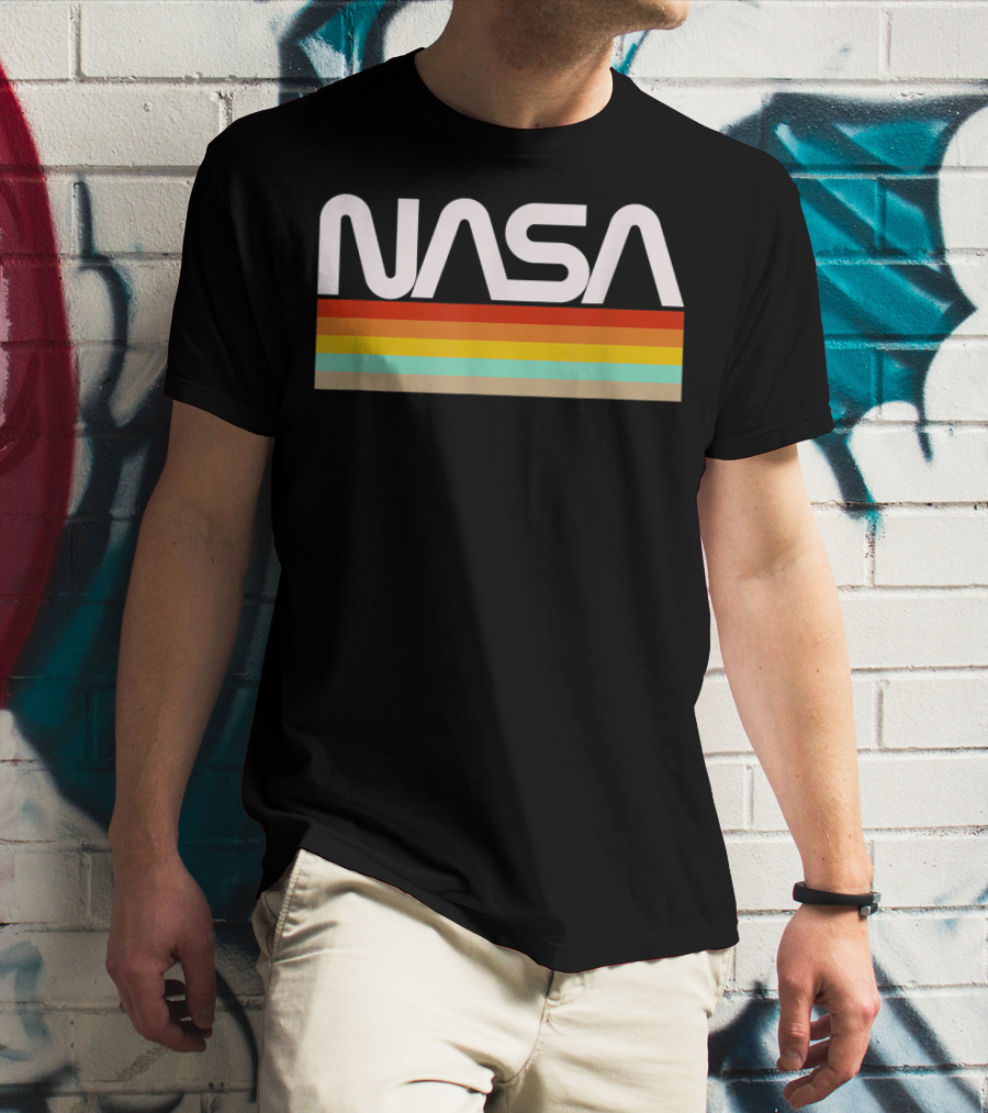 NASA Worm Logo Retro Stripes T-Shirt