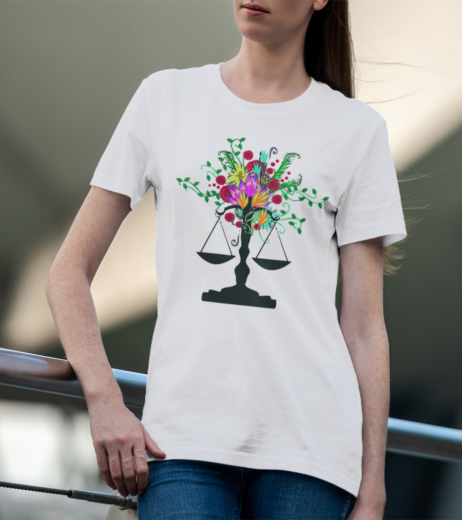 Scales Of Justice Vibrant Floral Arrangement Female T-Shirt