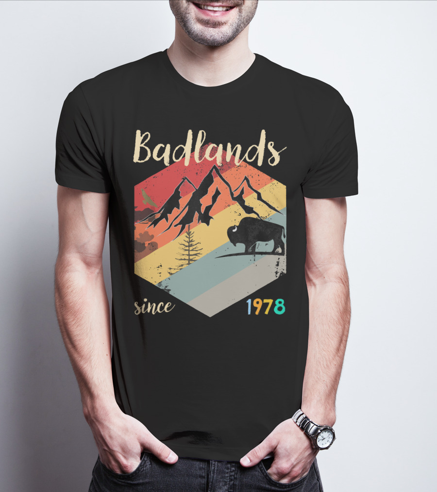 Badlands Since 1978 South Dakota National Park Hiking Mountain Bison T-Shirt