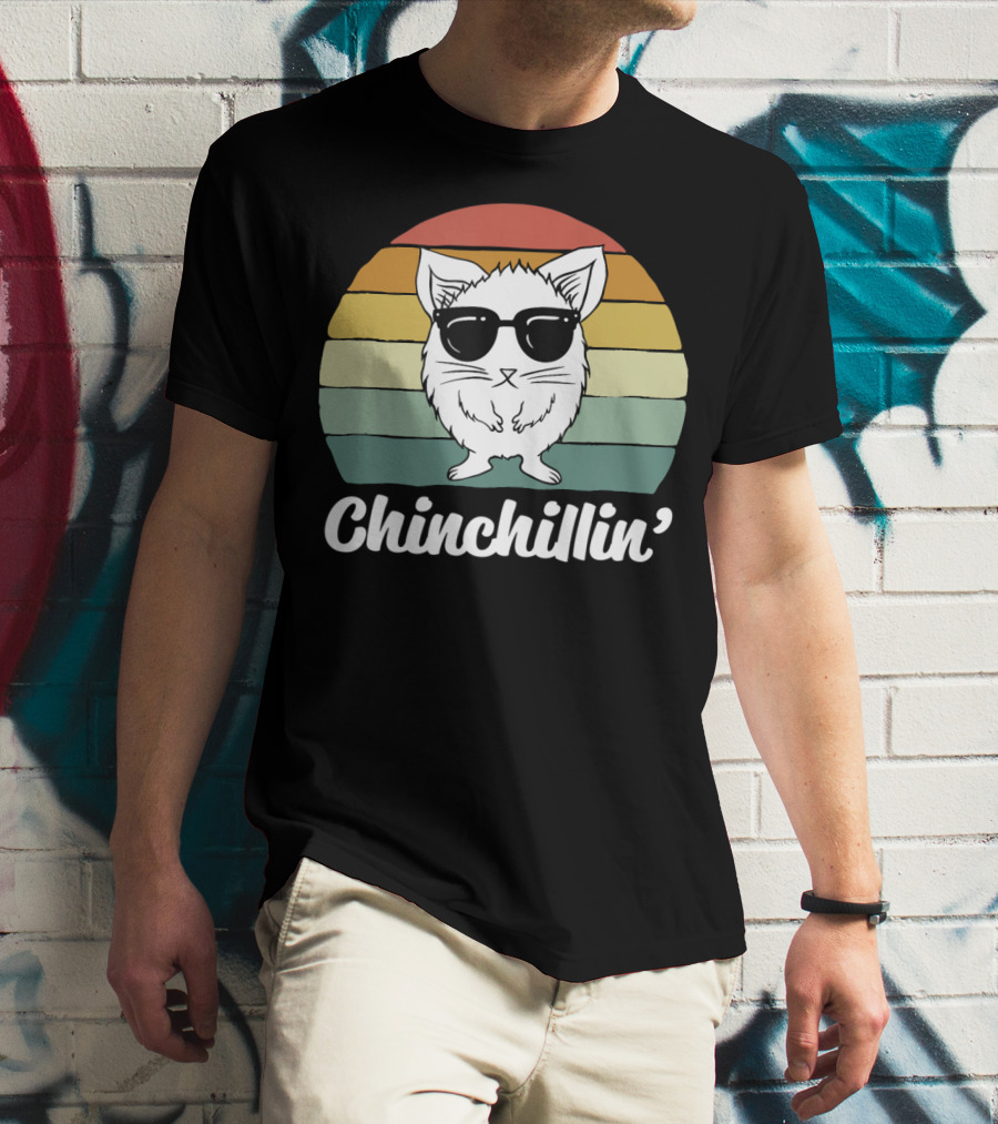 Chinchillin' Funny Chinchilla Owner Lover Retro Sunglasses T-Shirt