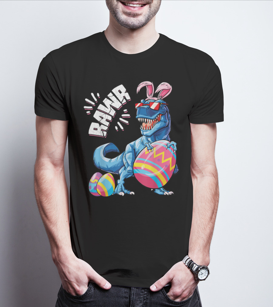 Easter Bunny Dinosaur Rex Rawr Eggs Girl T-Shirt