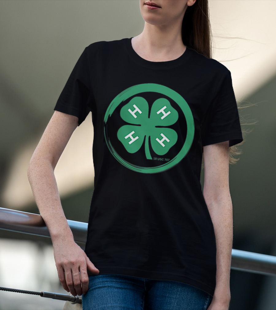 4 H Clover Emblem With 18 USC 707 Text T-Shirt