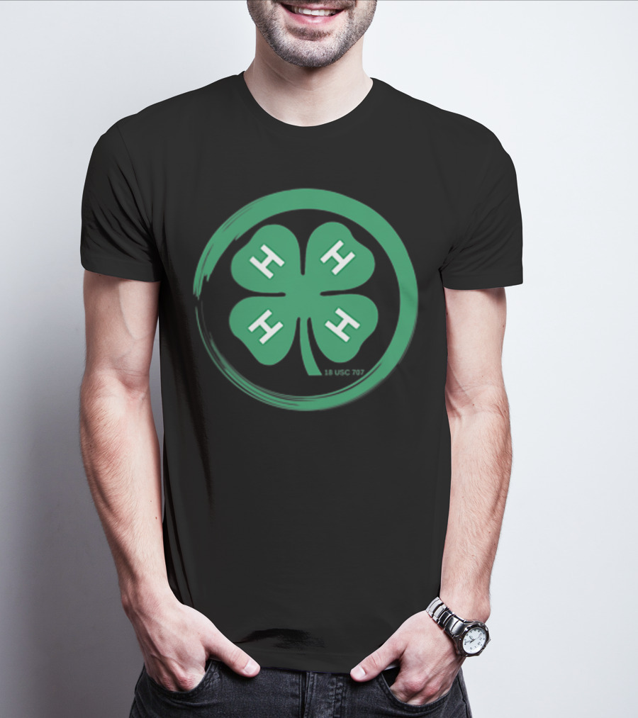 4 H Clover Emblem With 18 USC 707 Text T-Shirt