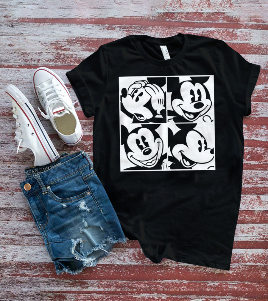 Disney Mickey Mouse Classic Expressions In Four Squares T-Shirt