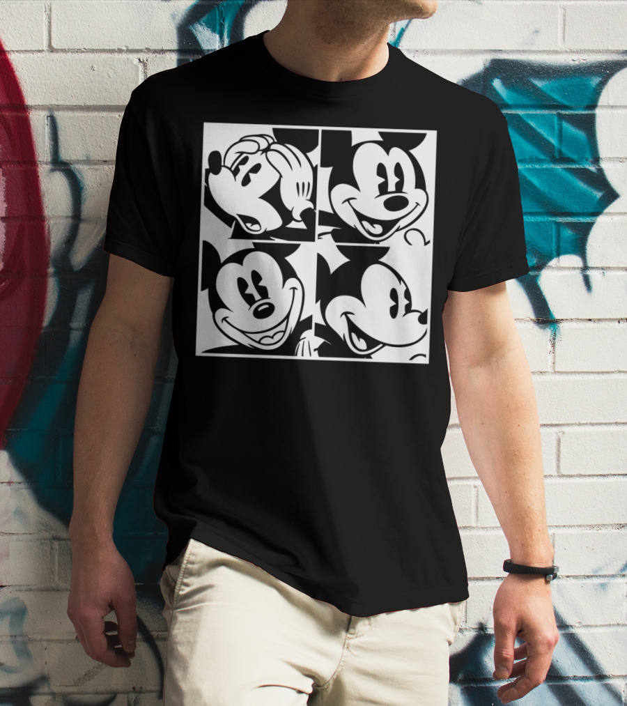 Disney Mickey Mouse Classic Expressions In Four Squares T-Shirt