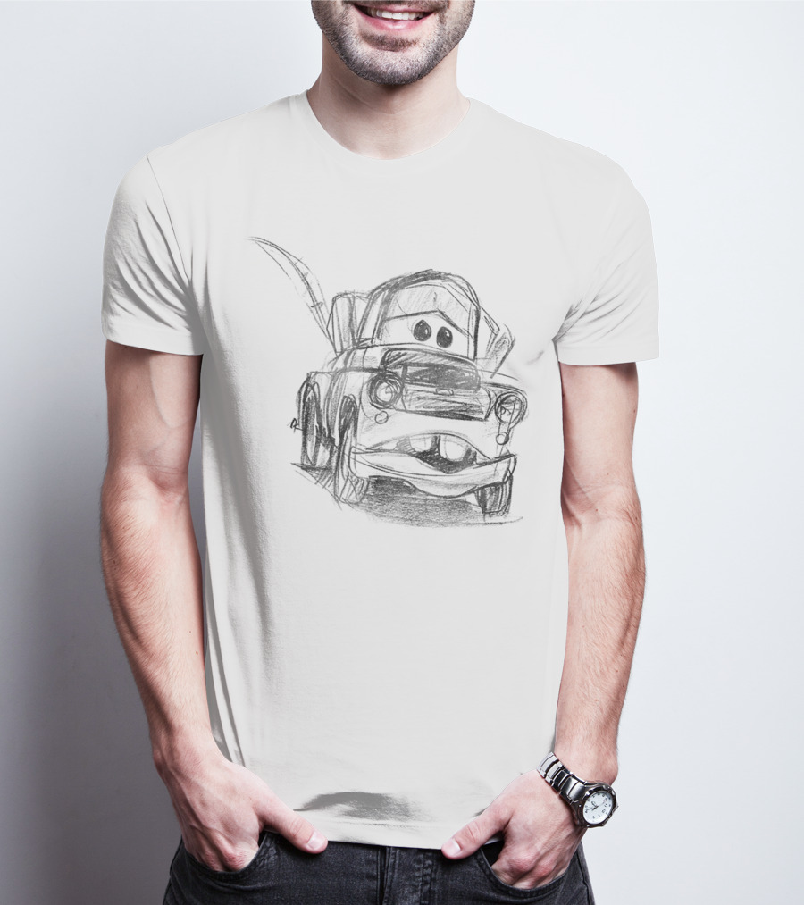 Disney Pixar Cars Mater Illustrated Line Drawing T-Shirt