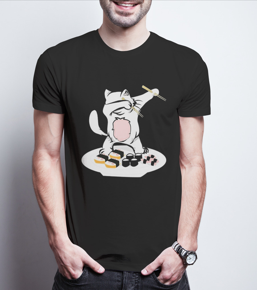 Catsushi Cute Cat Eating Sushi With Chopsticks T-Shirt