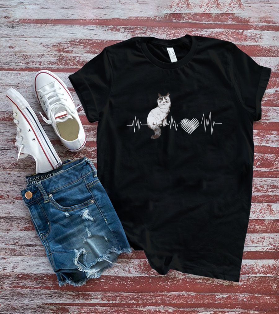 Ragdoll Cat Heartbeat Line T-Shirt