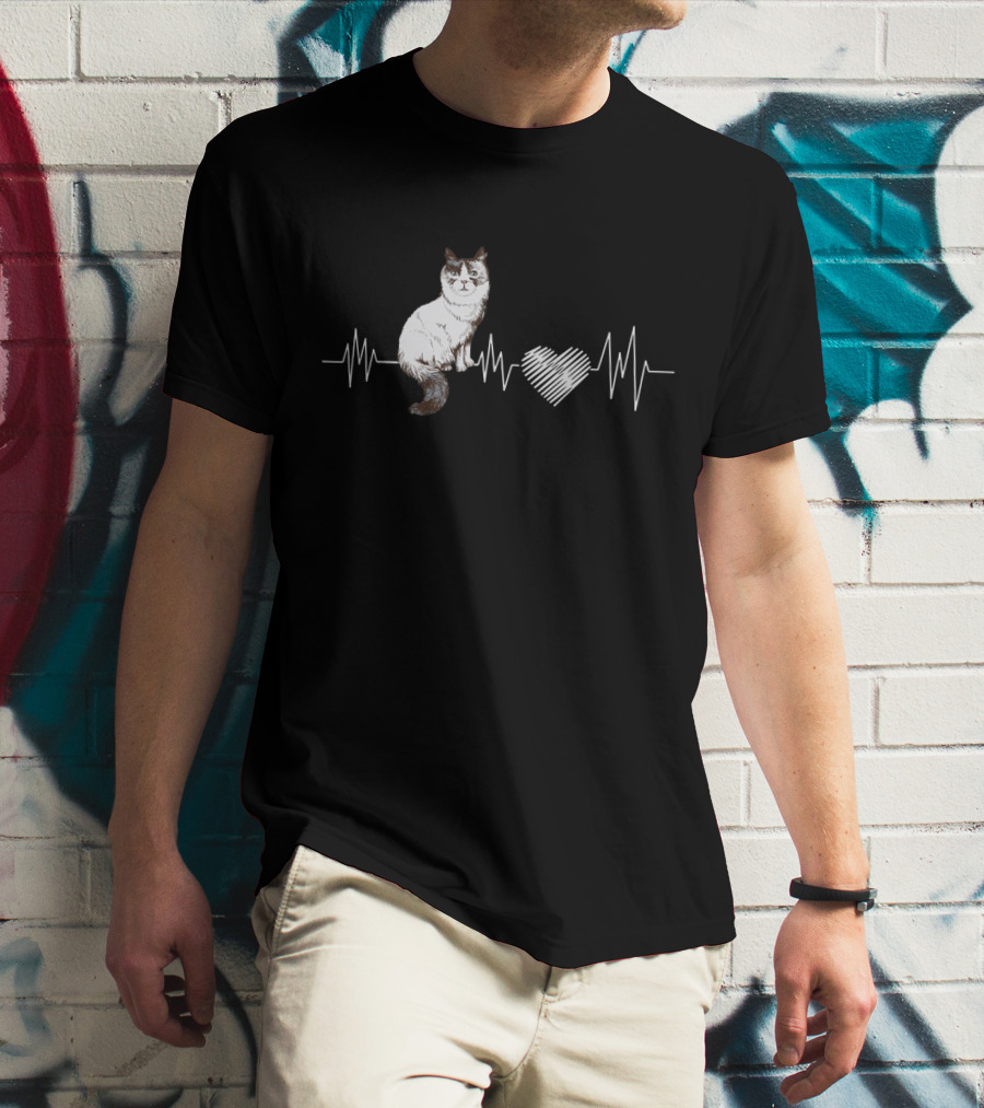 Ragdoll Cat Heartbeat Line T-Shirt