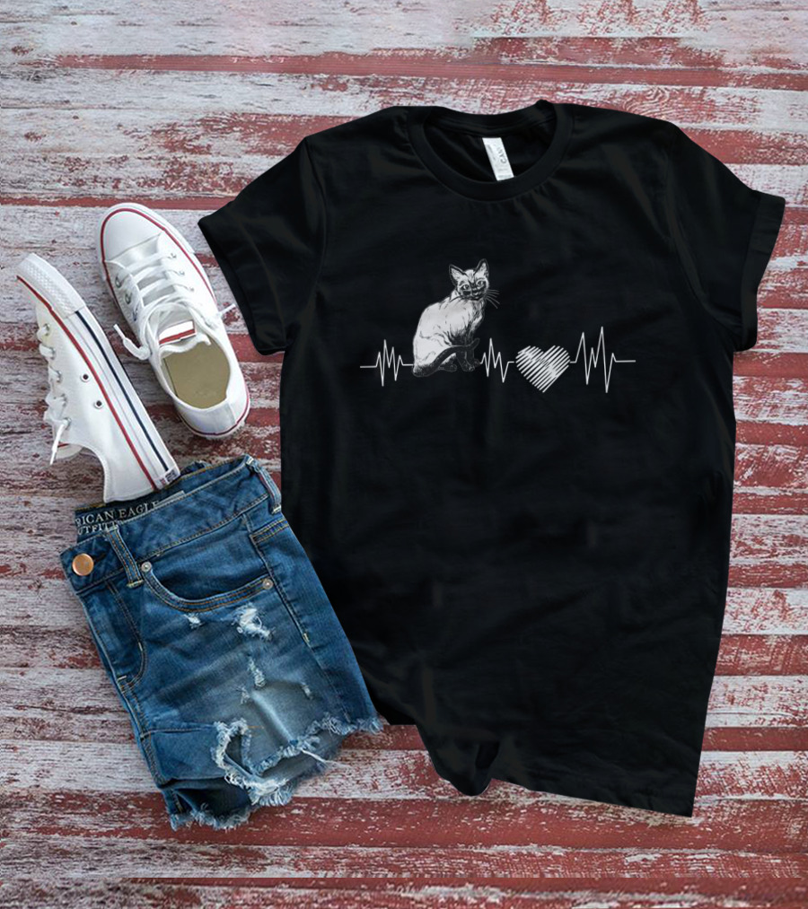 SiameseLover Heartbeat Cat T-Shirt