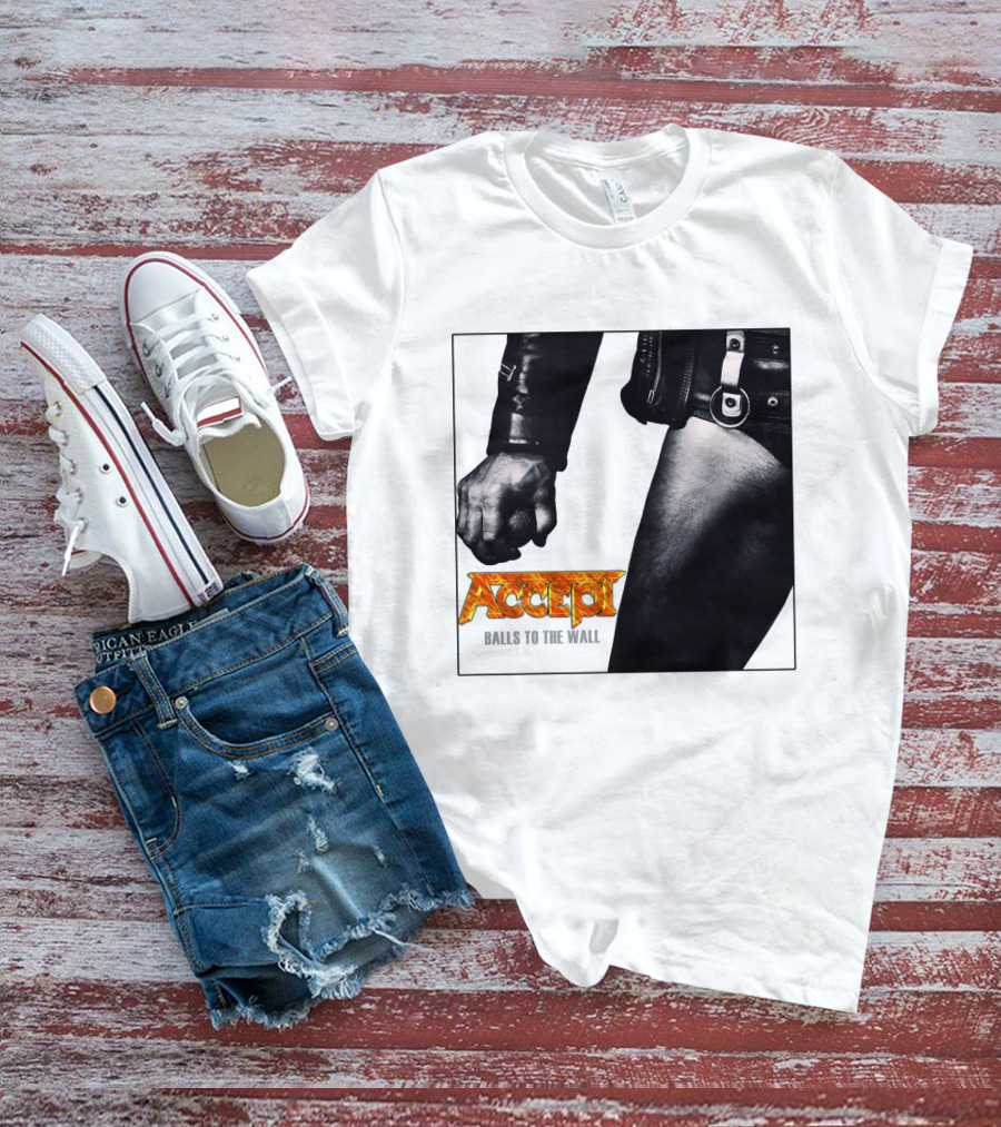 Accept Balls To The Wall Album Cover Leather Jacket And Studded Belt T-Shirt