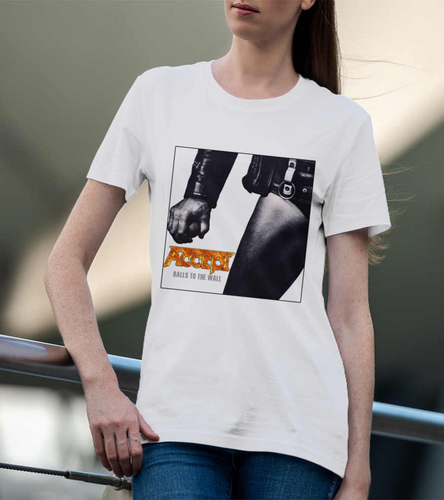 Accept Balls To The Wall Album Cover Leather Jacket And Studded Belt T-Shirt