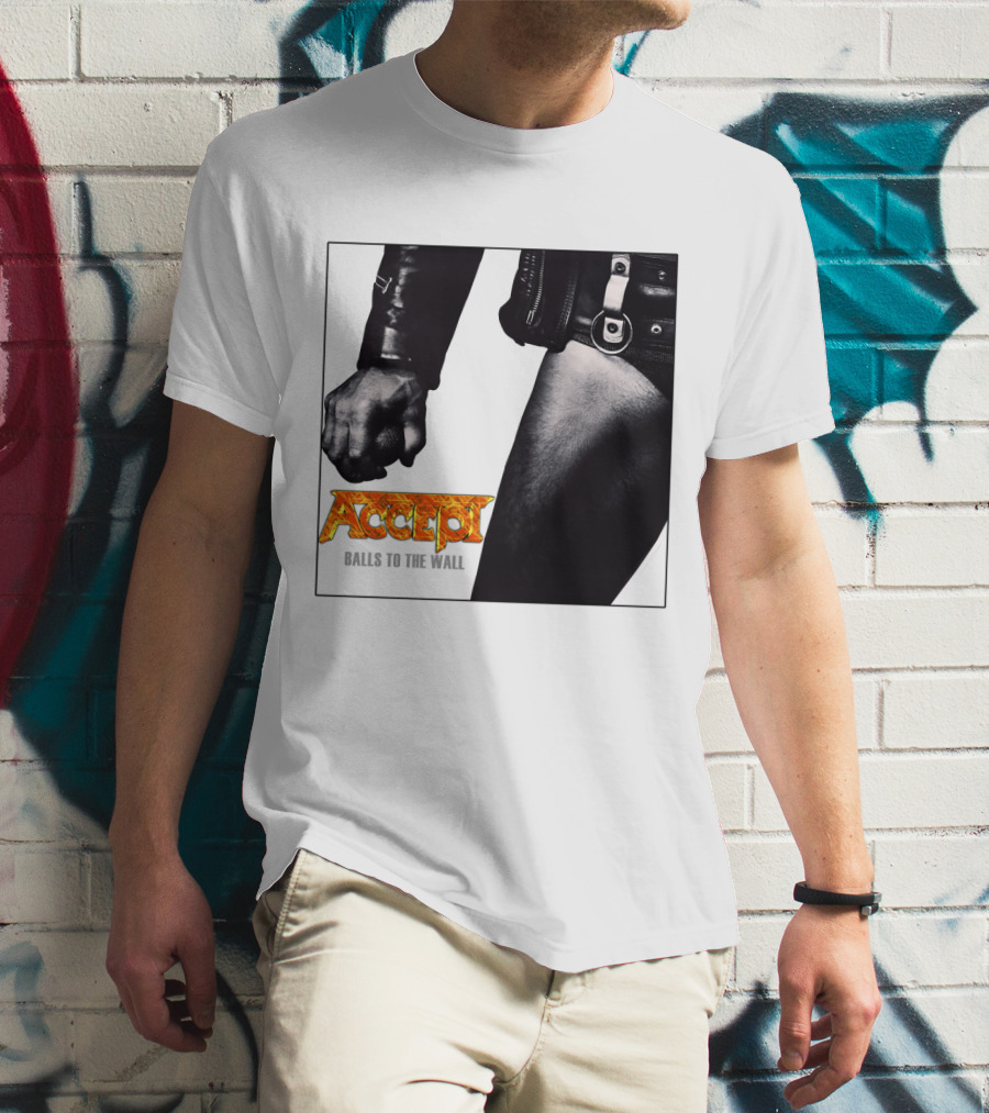 Accept Balls To The Wall Album Cover Leather Jacket And Studded Belt T-Shirt