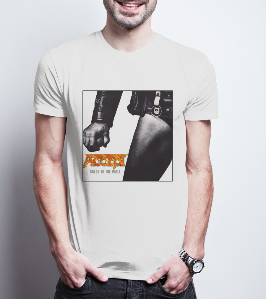 Accept Balls To The Wall Album Cover Leather Jacket And Studded Belt T-Shirt