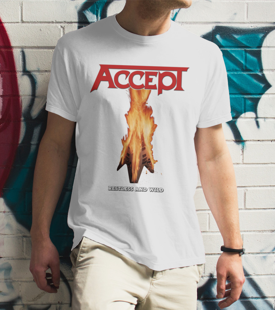 Accept Restless And Wild Flaming Guitar T-Shirt