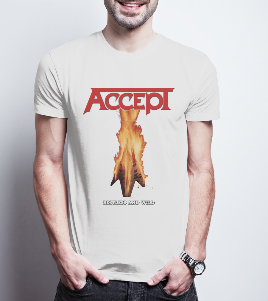Accept Restless And Wild Flaming Guitar T-Shirt