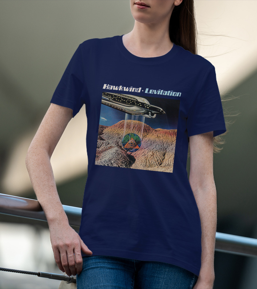 Hawkwind Levitation Spaceship Over Mountain Landscape T-Shirt