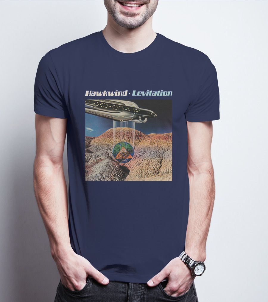 Hawkwind Levitation Spaceship Over Mountain Landscape T-Shirt
